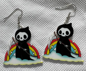 Grim Reaper Rainbow Earrings