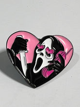 Load image into Gallery viewer, Pink Heart Ghost Face Pin