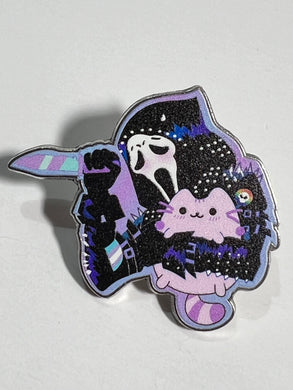 Ghost Face And Cat Pin