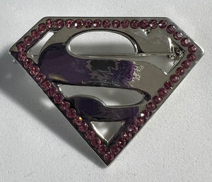 Supergirl Pink Diamanté Pin