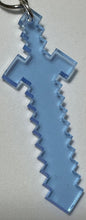 Load image into Gallery viewer, UV Blue 8-BIT Sword Keyring