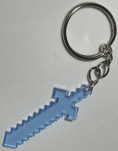 Load image into Gallery viewer, UV Blue 8-BIT Sword Keyring