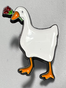 Goose With A Rose Pin