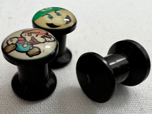 3x 6mm Mario & Luigi Body Jewellery Plugs