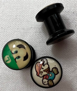3x 6mm Mario & Luigi Body Jewellery Plugs